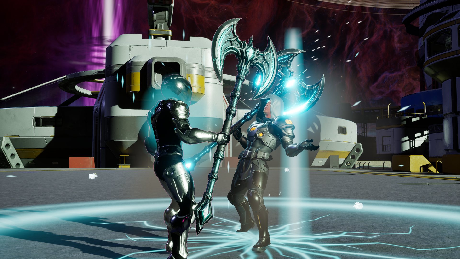 Great Axe: the axe raised over a glyph ring on the camp deck