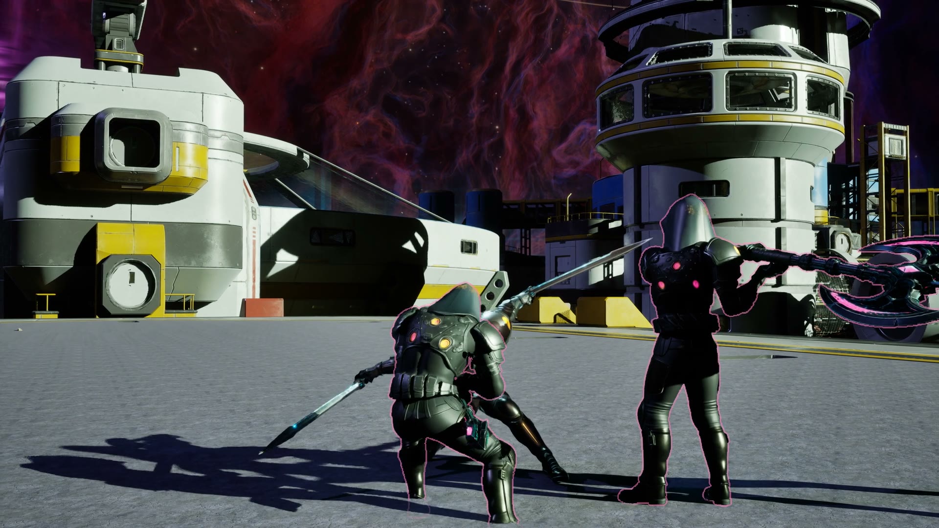 Dual Blades: the hero lunges under a Freehold fighter's axe on the camp deck